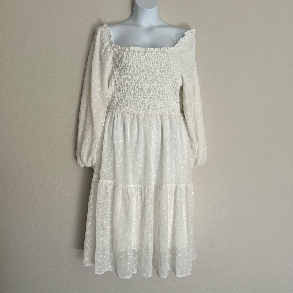 Baltic Born Cream Lace Maxi Dress with Smocked Bodice